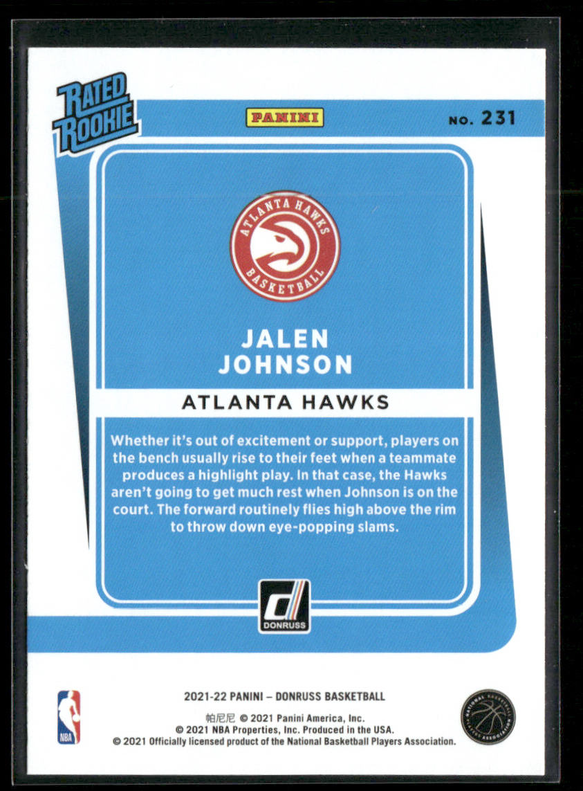 Jalen Johnson 2021-22 Donruss #231 RC Atlanta Hawks