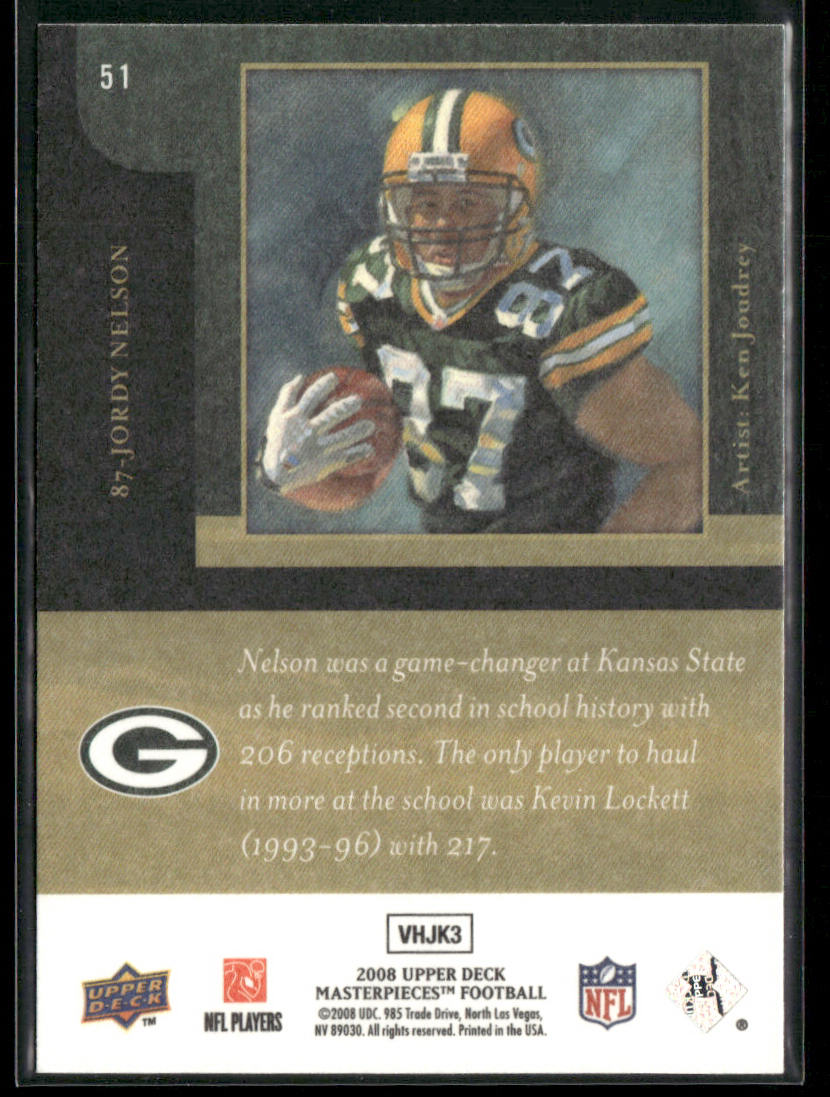 Jordy Nelson 2008 Upper Deck Masterpieces #51 RC Green Bay Packers