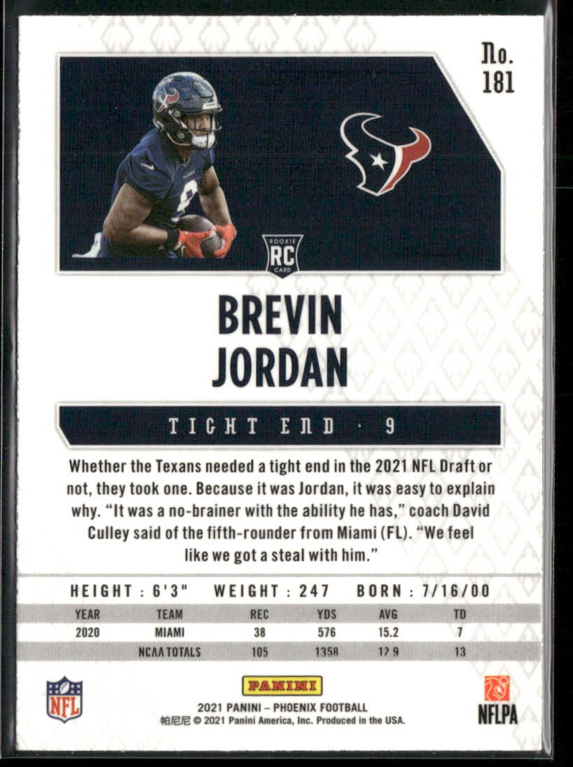 Brevin Jordan 2021 Panini Phoenix Fire Burst #181 RC Houston Texans
