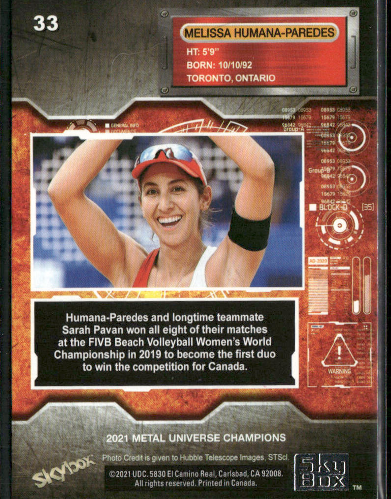 Melissa Humana-Paredes 2021 SkyBox Metal Universe Champions #33 back