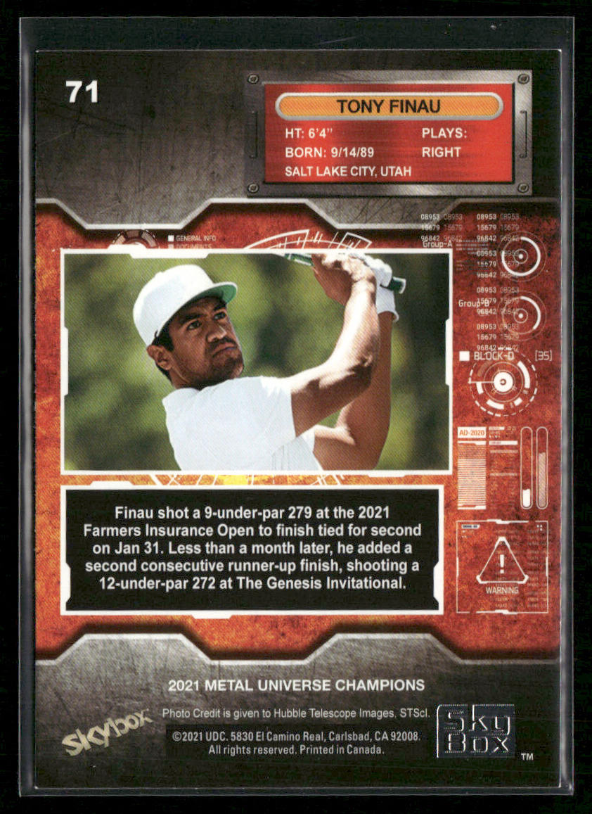 Tony Finau 2021 SkyBox Metal Universe Champions 1997-98 Retro #RB-37 back