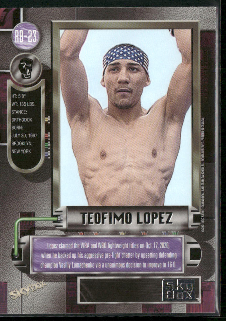 Teofimo Lopez 2021 SkyBox Metal Universe Champions 1997-98 Retro #RB-23