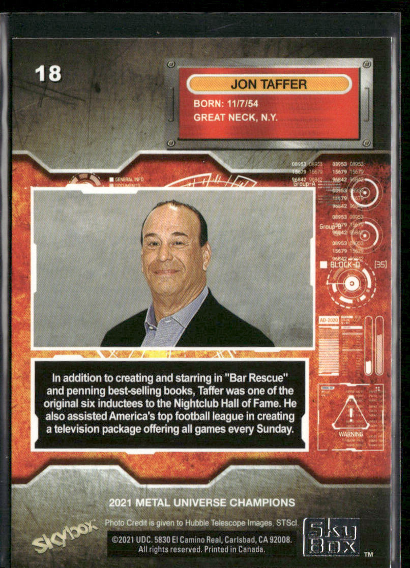 Jon Taffer 2021 SkyBox Metal Universe Champions #18 back