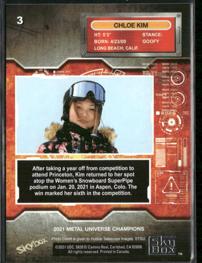 Chloe Kim 2021 SkyBox Metal Universe Champions #3 back