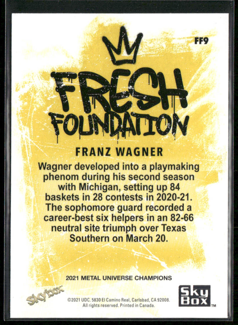 Franz Wagner 2021 SkyBox Metal Universe Champions Fresh Foundation #FF9