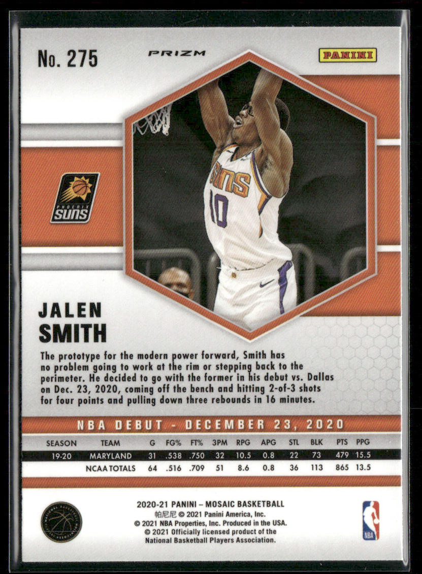 Jalen Smith 2020-21 Panini Mosaic Mosaic Reactive Orange #275 RC Phoenix Suns
