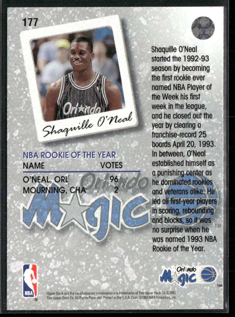 Shaquille O'Neal 1993-94 Upper Deck #177 Orlando Magic