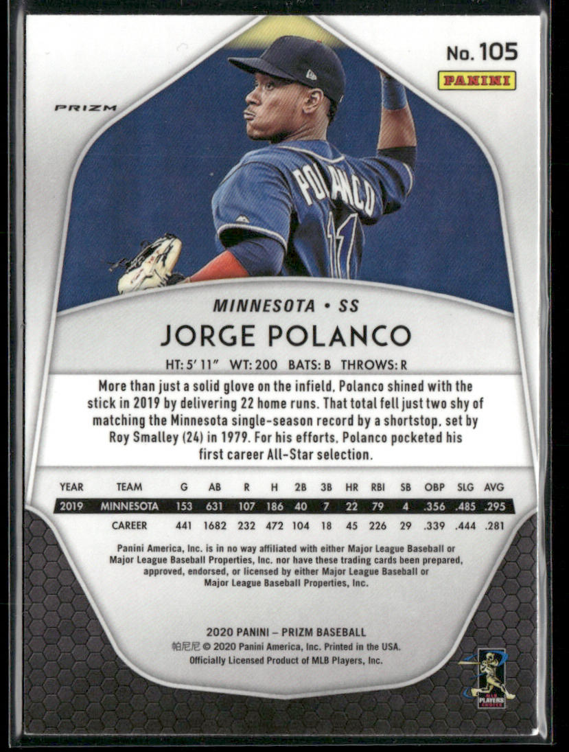 Jorge Polanco 2020 Panini Prizm Purple Prizm #105 Minnesota Twins
