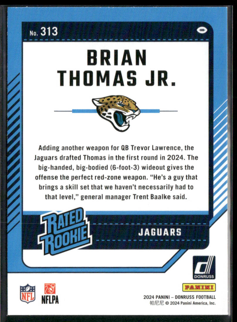 Brian Thomas Jr. 2024 Donruss #313 RC Jacksonville Jaguars back