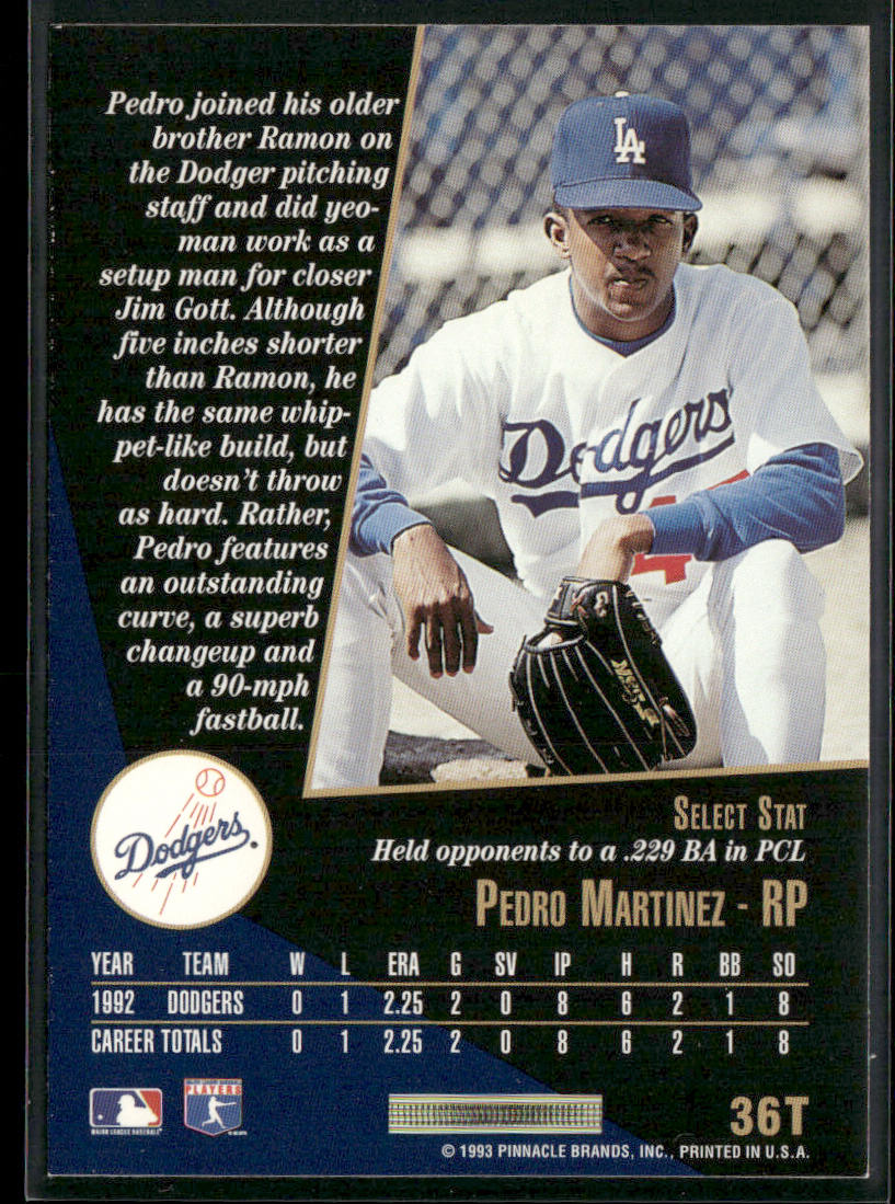 Pedro Martinez 1993 Select Rookie & Traded #36T Los Angeles Dodgers