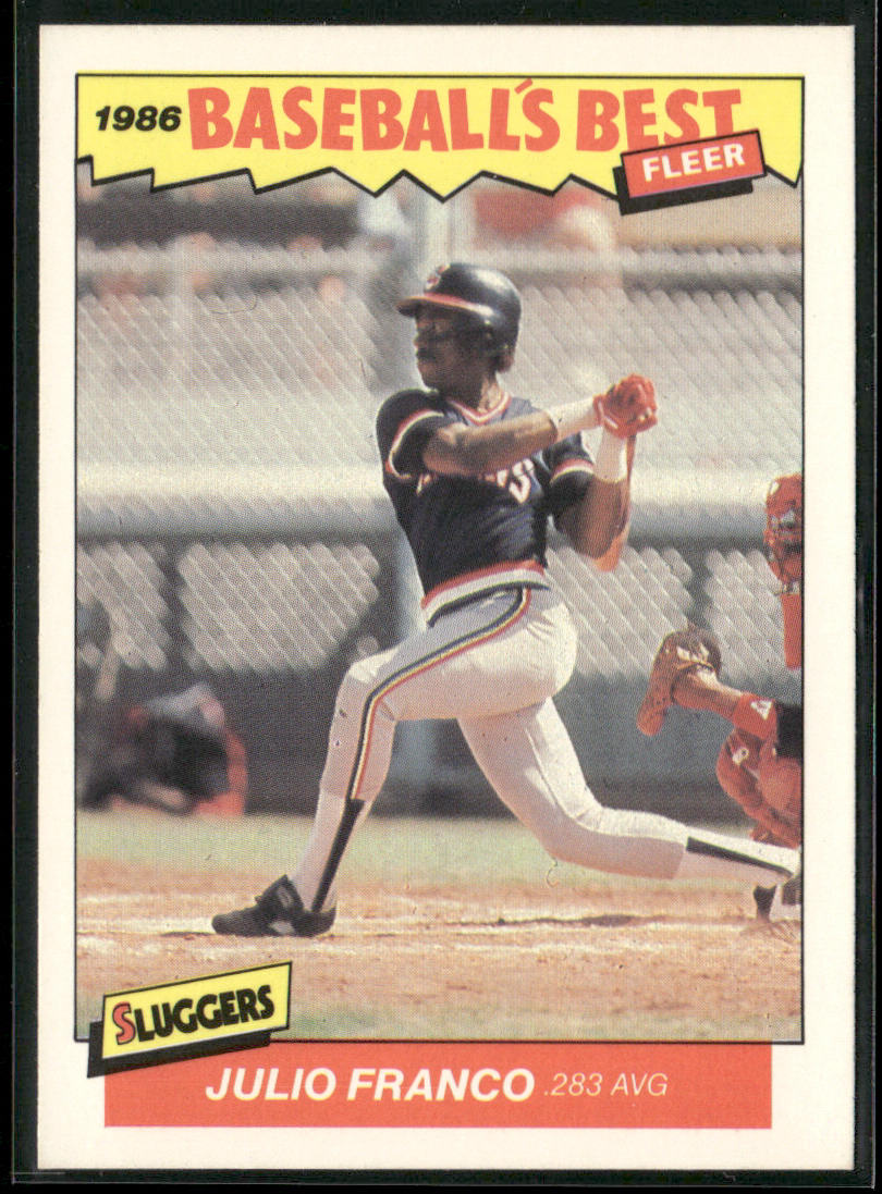Julio Franco 1986 Fleer Baseball's Best Sluggers vs. Pitchers #9 Indians
