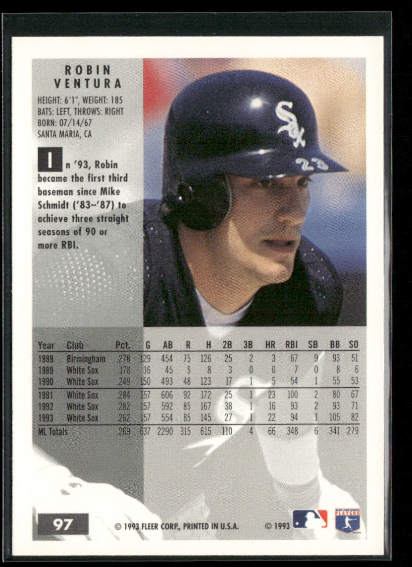 Robin Ventura 1994 Fleer #97 Chicago White Sox