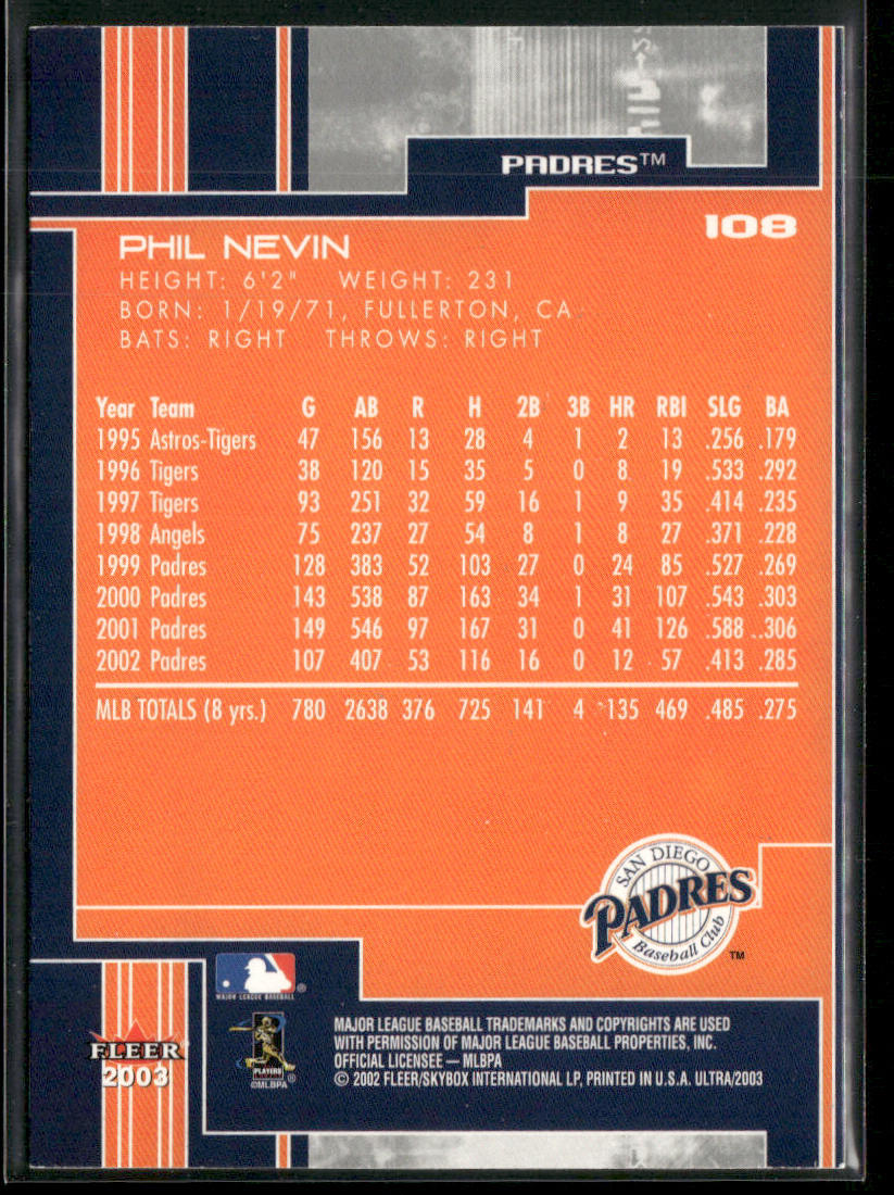 Phil Nevin 2003 Ultra #108 San Diego Padres
