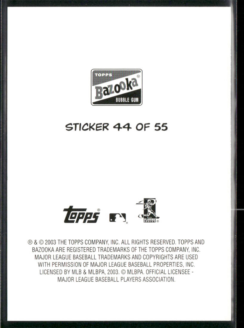 Sean Casey / Aaron Boone / Jones / Restovich 2003 Bazooka 4-on-1 Stickers #44