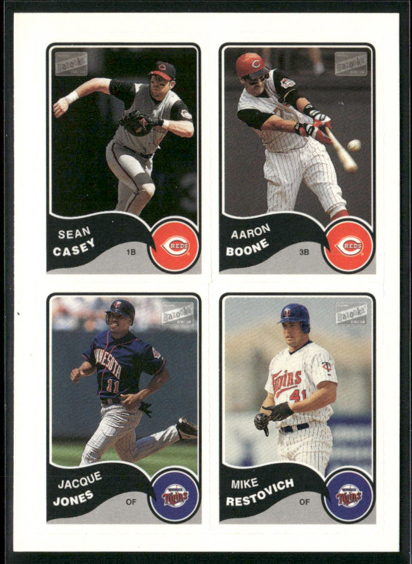 Sean Casey / Aaron Boone / Jones / Restovich 2003 Bazooka 4-on-1 Stickers #44