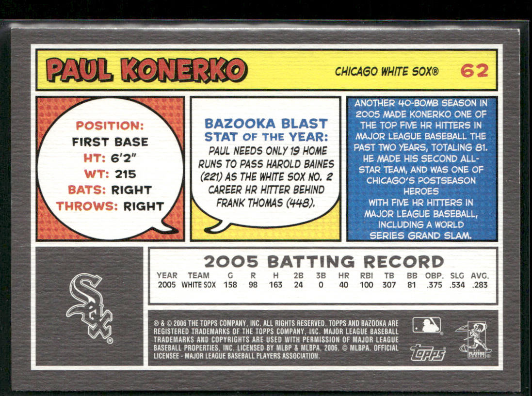 Paul Konerko 2006 Bazooka #62 Chicago White Sox