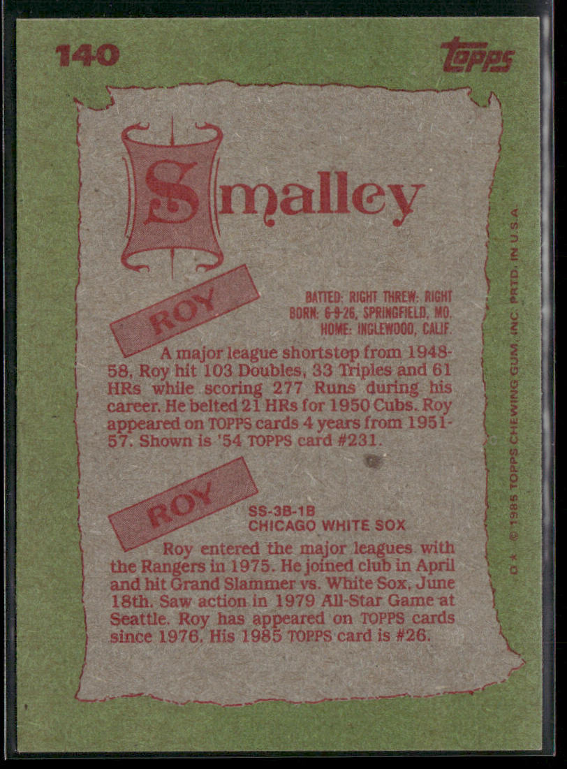 Roy Smalley / Roy Smalley F&S 1985 Topps #140