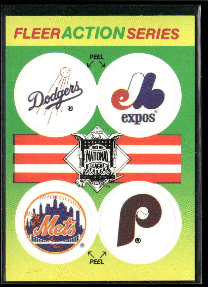 NL: Dodgers/Expos/Mets/Phillies 1990 Fleer Action Series Team Stickers #NNO