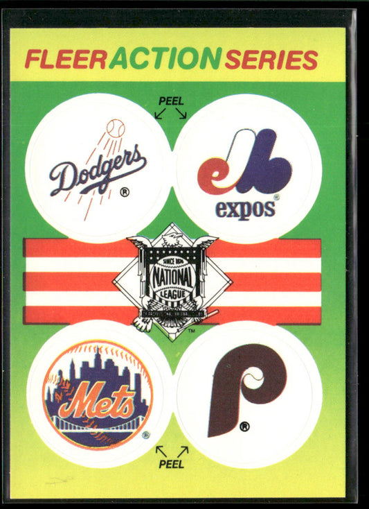 NL: Dodgers/Expos/Mets/Phillies 1990 Fleer Action Series Team Stickers #NNO