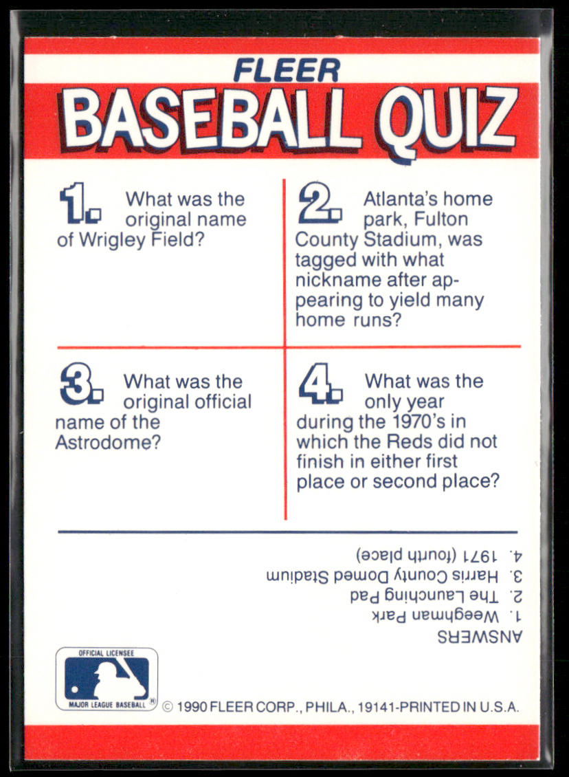 NL: Braves/Cubs/Reds/Astros 1989 Fleer Team Stickers #NNO