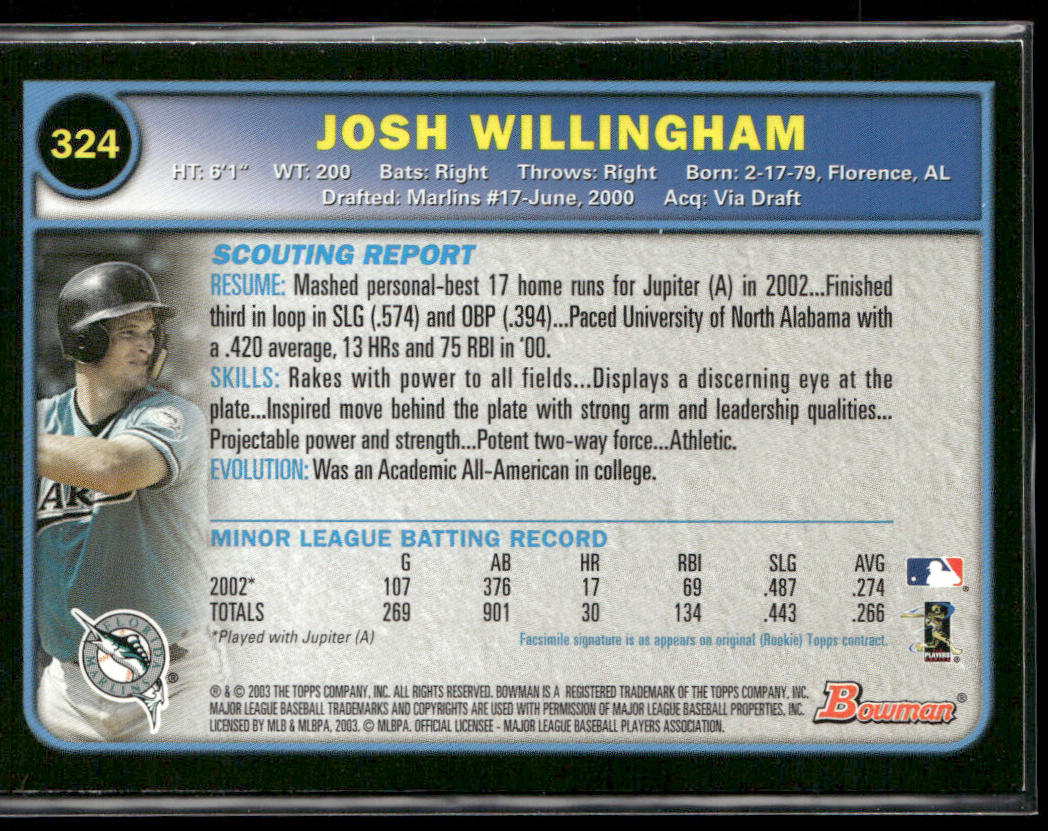 Josh Willingham 2003 Bowman Gold #324 RC Florida Marlins