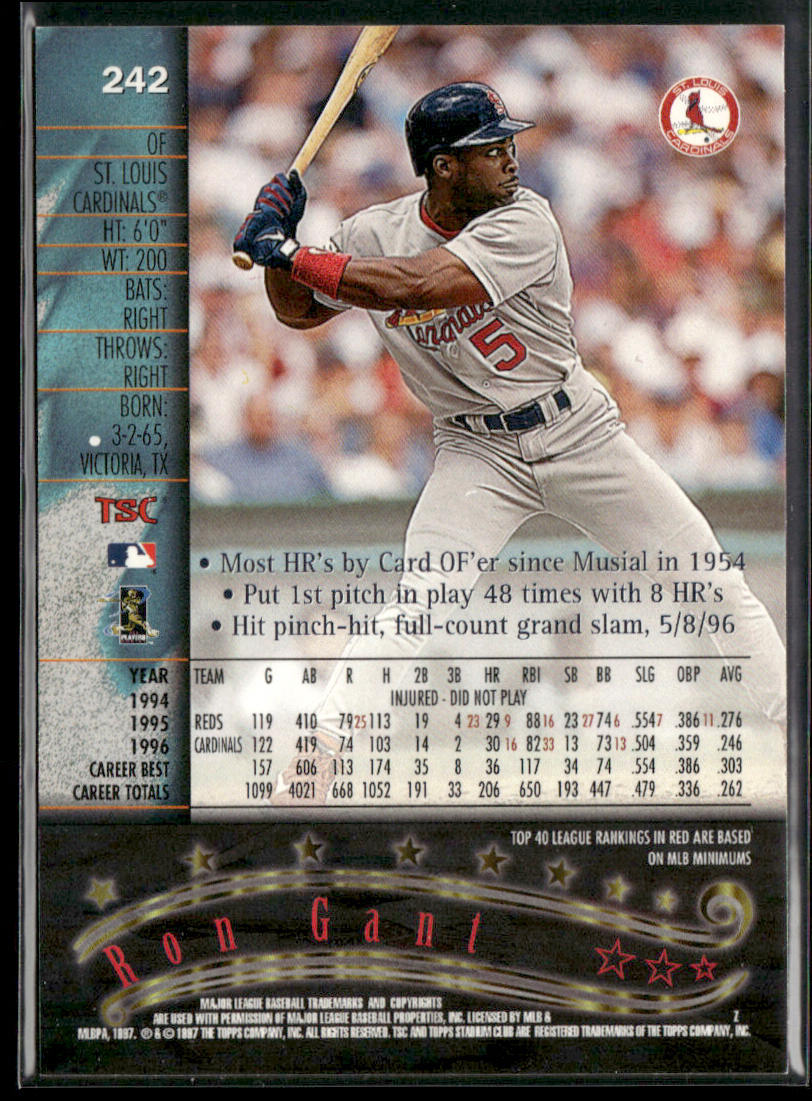Ron Gant 1997 Stadium Club #242 St. Louis Cardinals