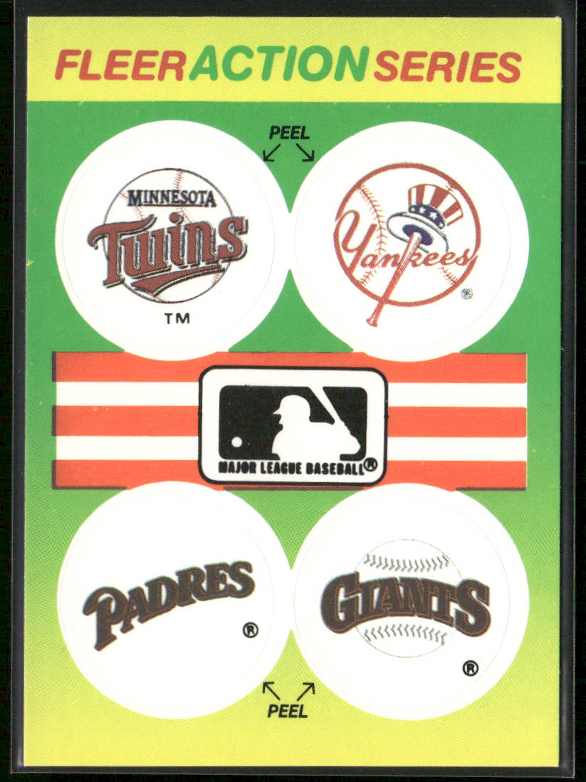 MLB: Twins/Yankees/Padres/Giants 1990 Fleer Action Series Team Stickers #NNO