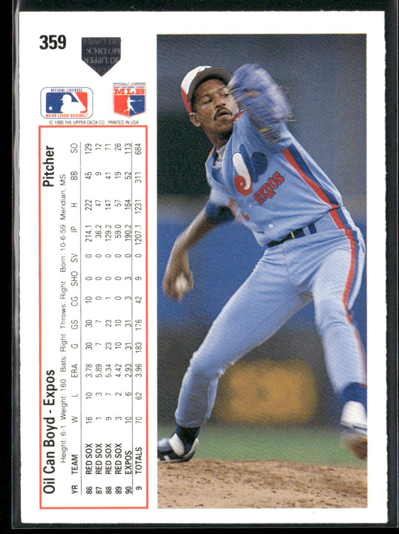 Oil Can Boyd 1991 Upper Deck #359d Montreal Expos