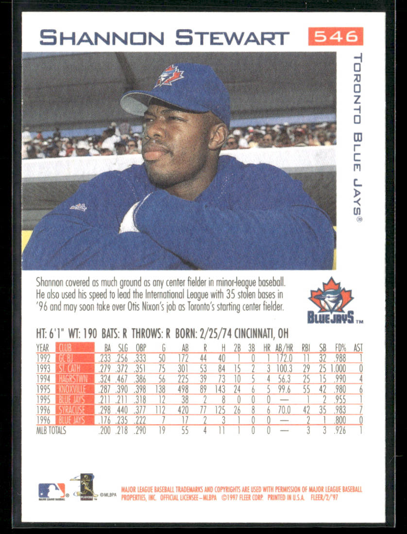 Shannon Stewart 1997 Fleer #546 Toronto Blue Jays