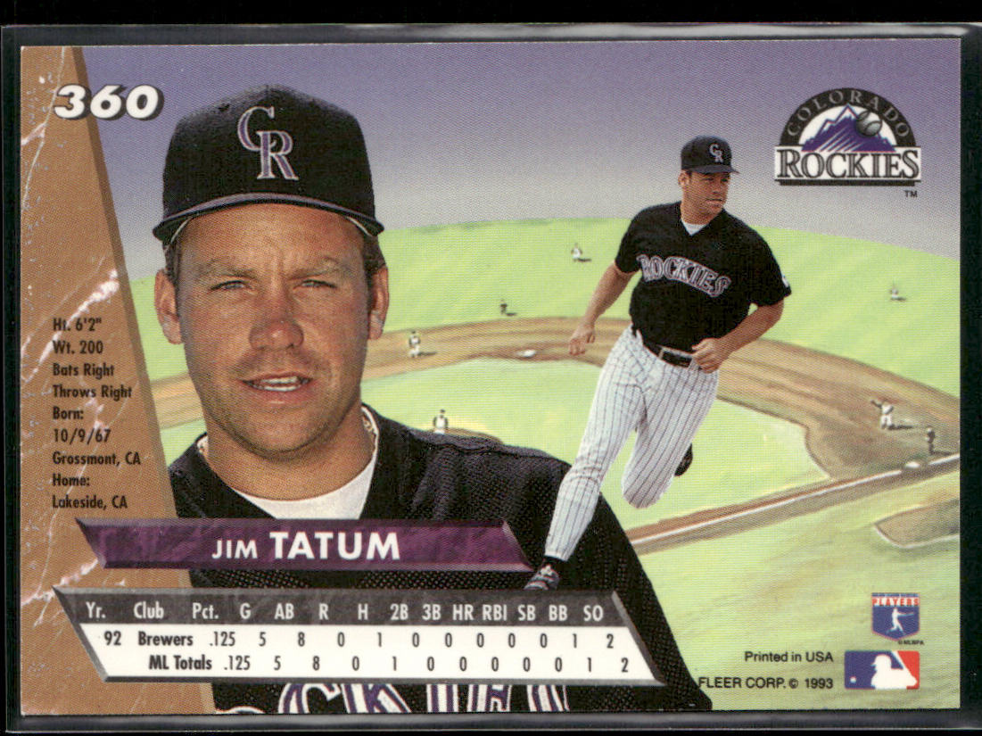 Jim Tatum 1993 Ultra #360 RC Colorado Rockies
