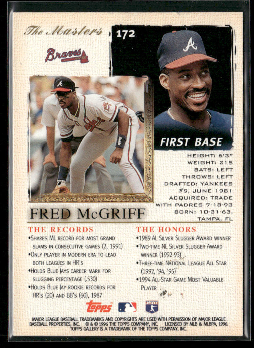 Fred McGriff 1996 Topps Gallery #172 Atlanta Braves