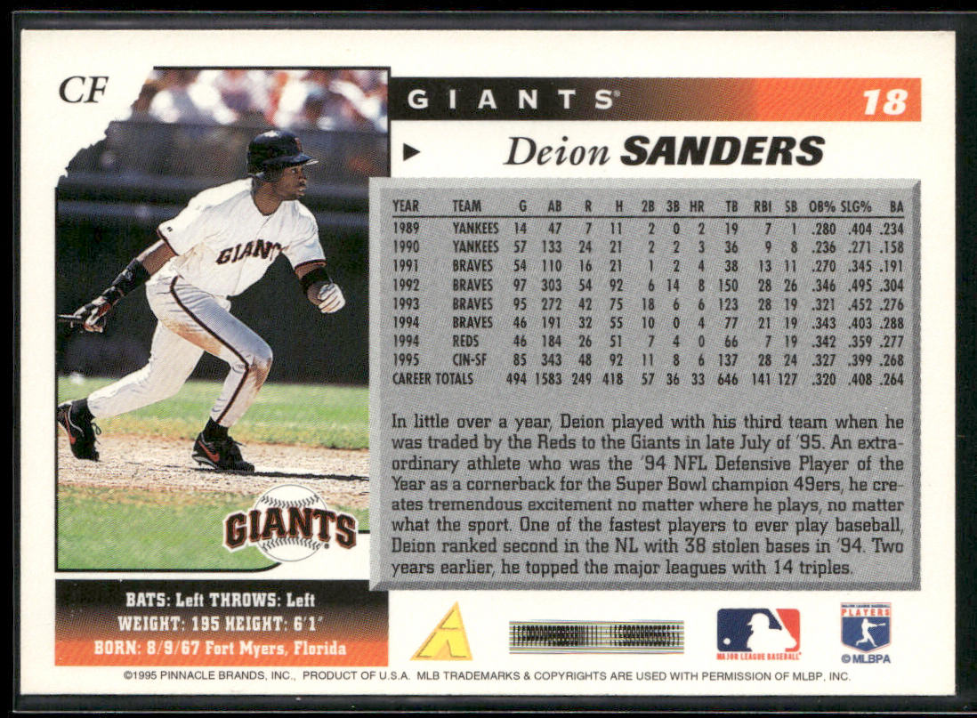 Deion Sanders 1996 Score #18 San Francisco Giants