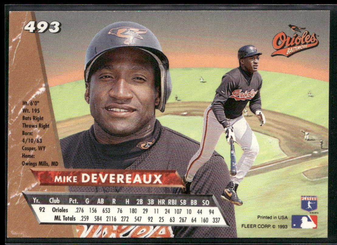 Mike Devereaux 1993 Ultra #493 Baltimore Orioles