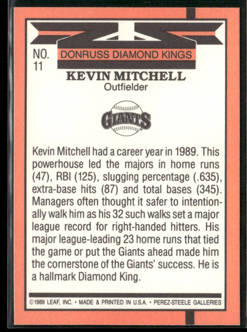 Kevin Mitchell 1990 Donruss #11b San Francisco Giants