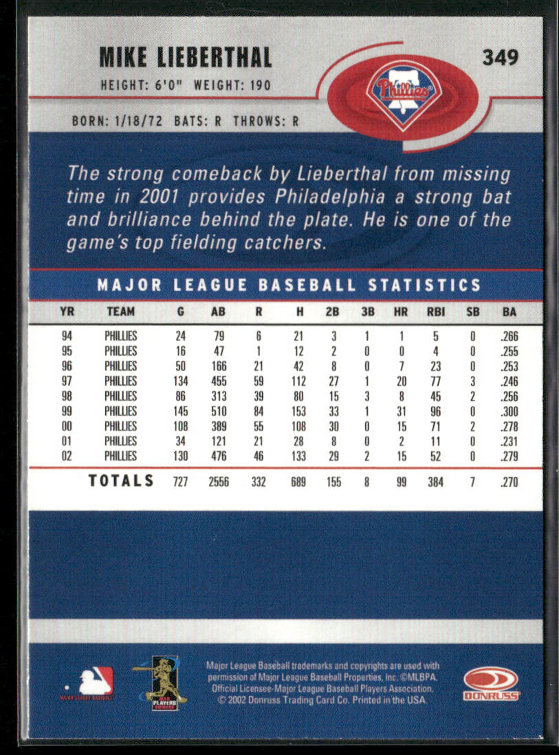 Mike Lieberthal 2003 Donruss #349 Philadelphia Phillies