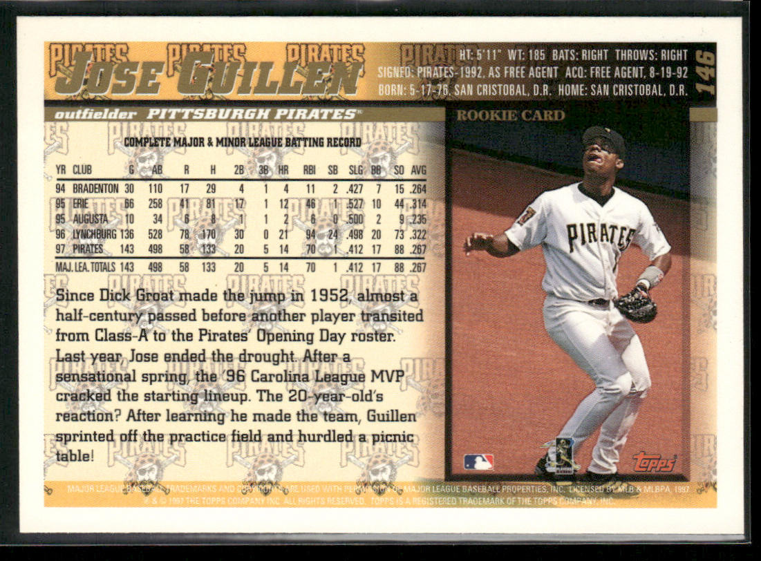Jose Guillen 1998 Topps Inaugural Diamondbacks #146 Pittsburgh Pirates
