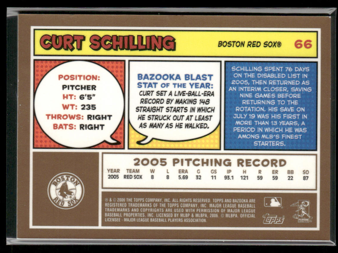 Curt Schilling 2006 Bazooka Gold Chunks #66 Boston Red Sox