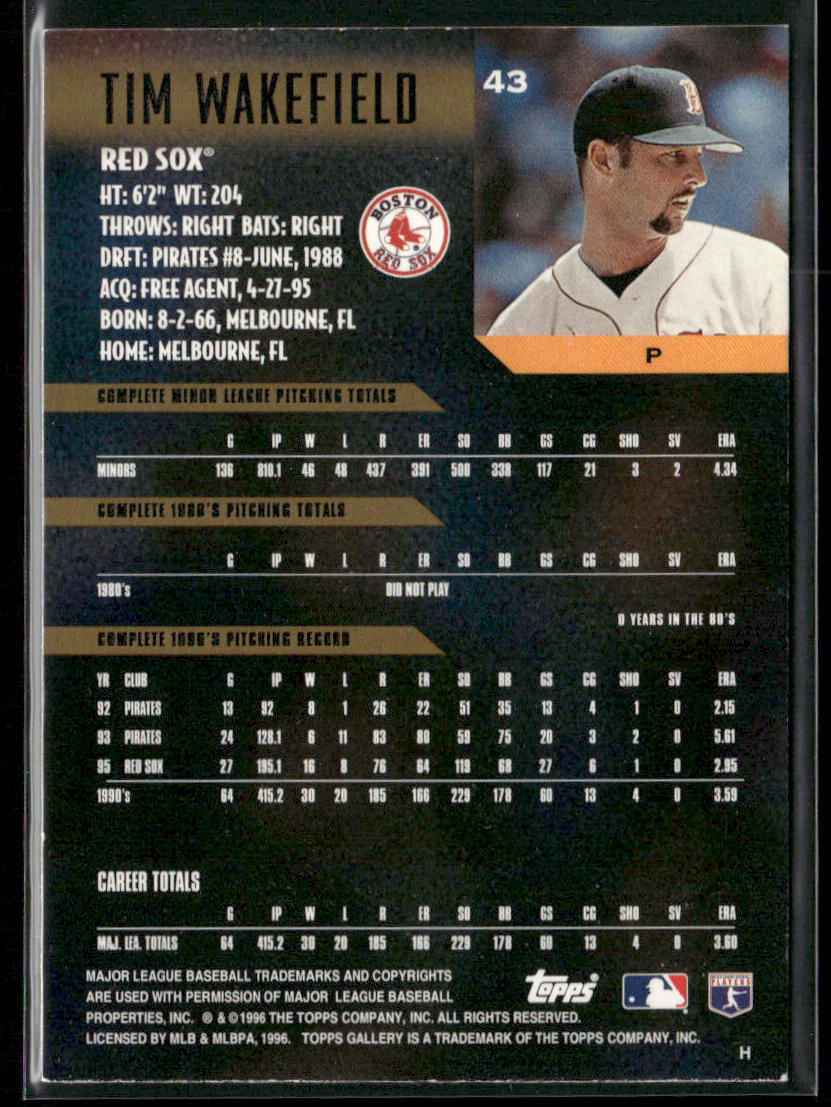 Tim Wakefield 1996 Topps Gallery #43 Boston Red Sox