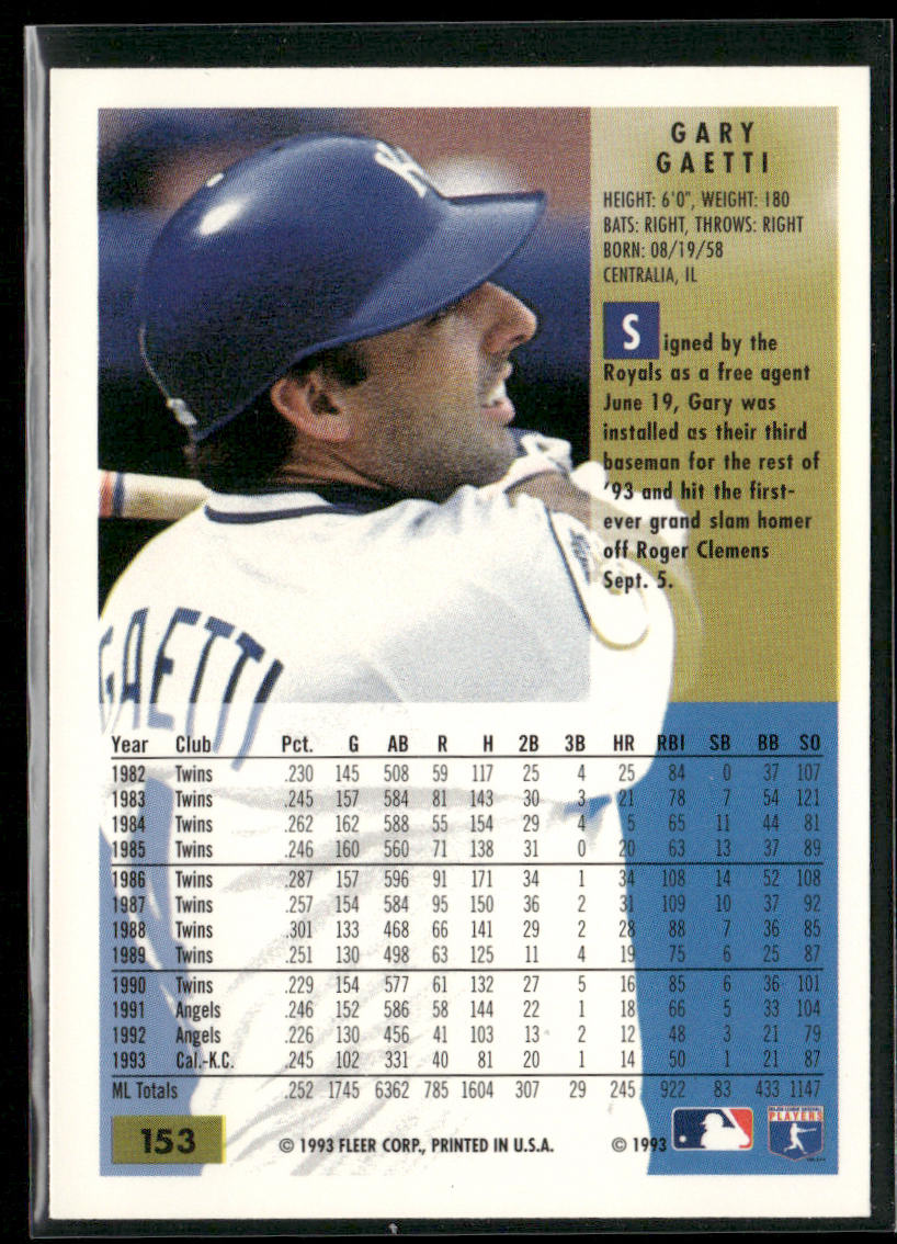 Gary Gaetti 1994 Fleer #153 Kansas City Royals