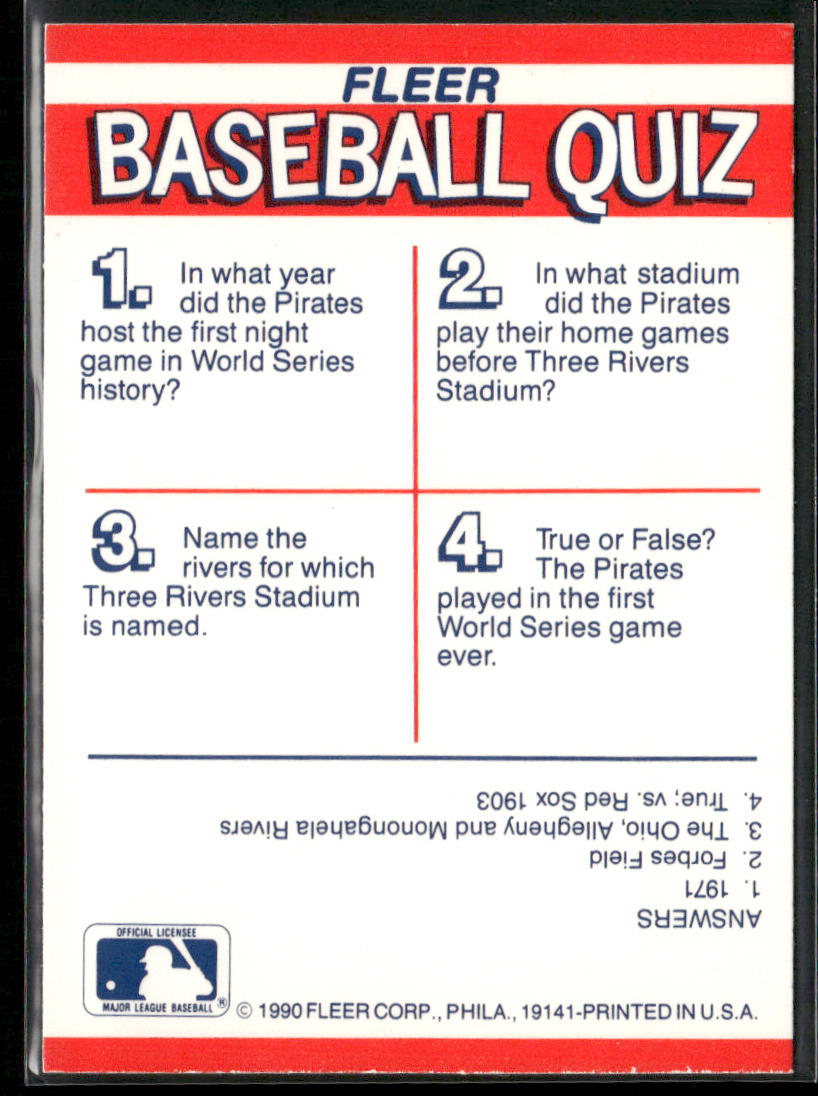 Pittsburgh Pirates 1990 Fleer Action Series Team Stickers #NNO Pirates