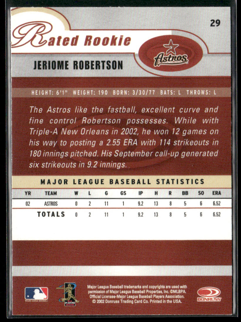 Jeriome Robertson 2003 Donruss #29 Houston Astros