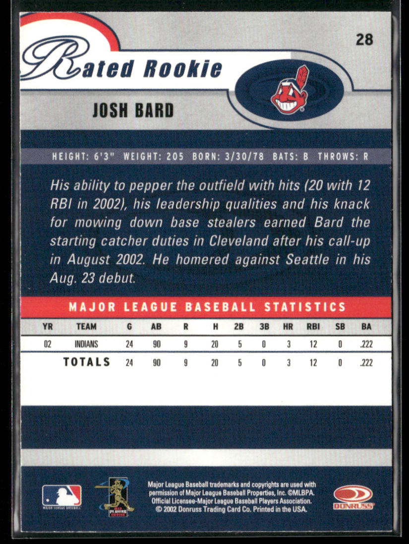 Josh Bard 2003 Donruss #28 Cleveland Indians