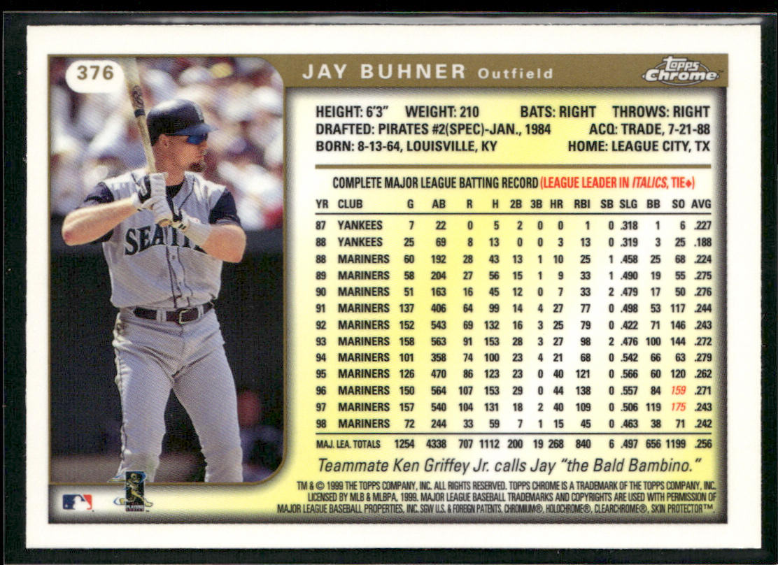 Jay Buhner 1999 Topps Chrome #376 Seattle Mariners