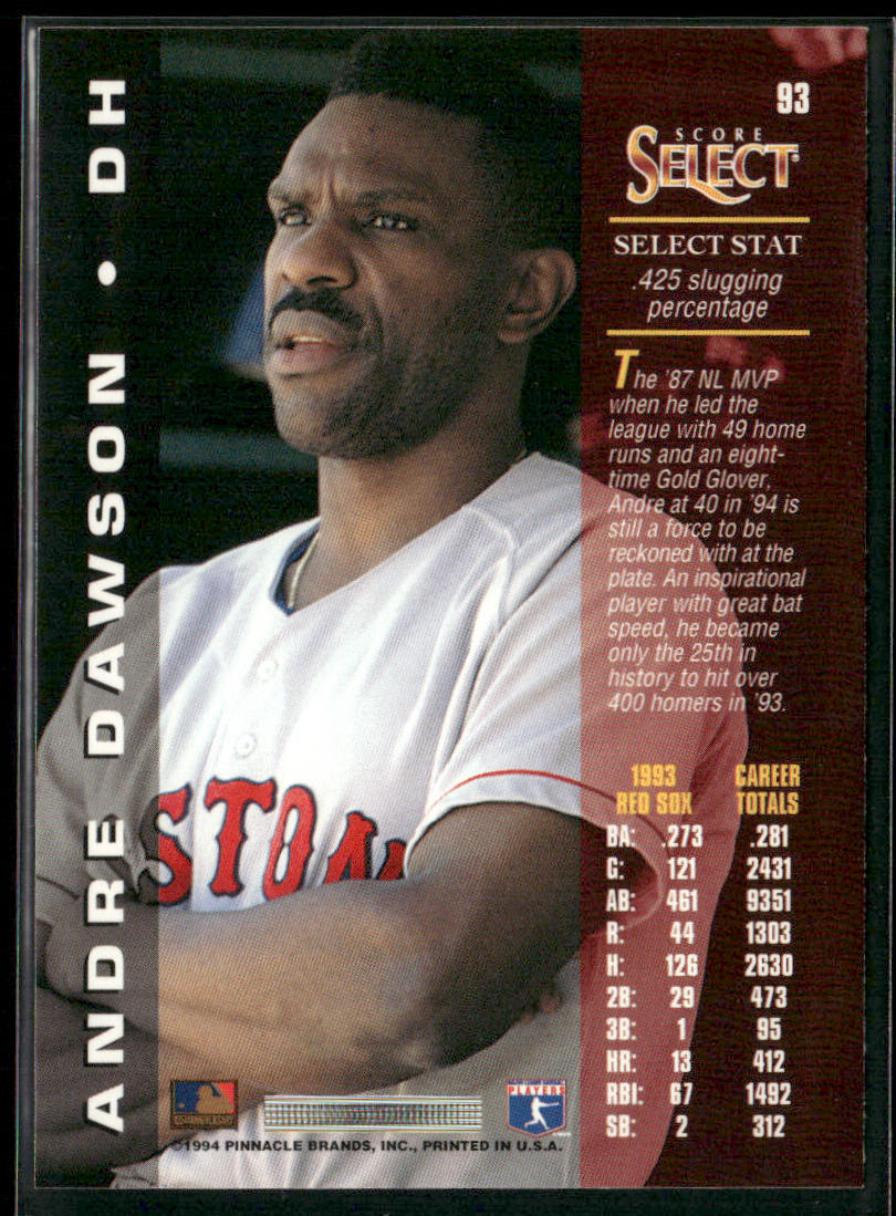 Andre Dawson 1994 Select #93 Boston Red Sox