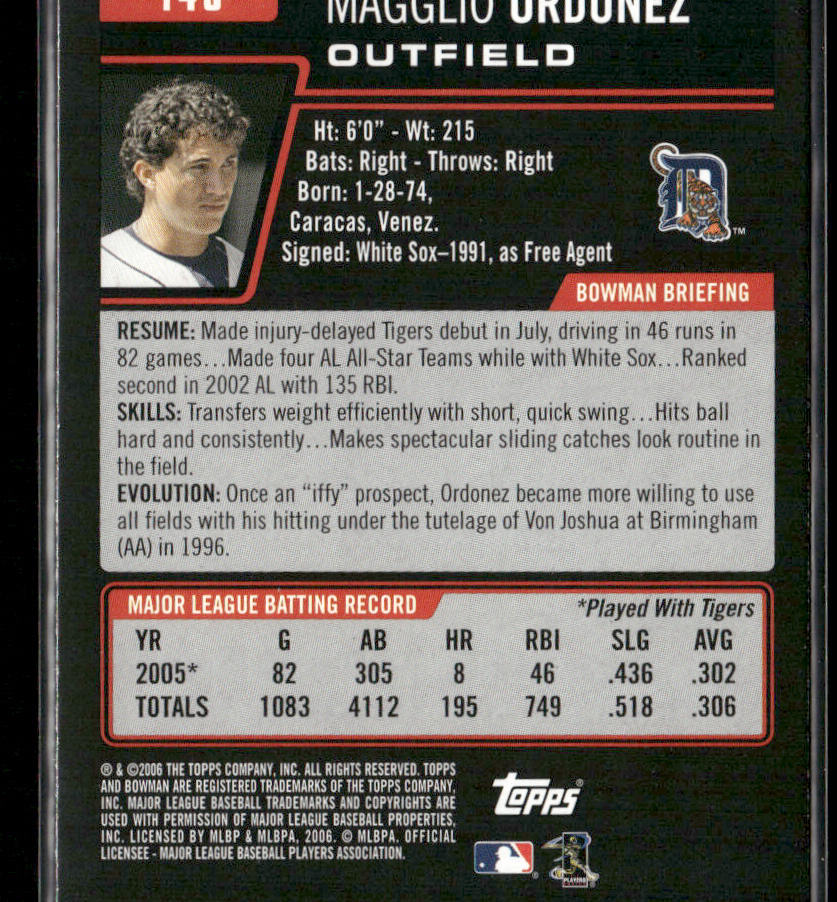 Magglio Ordonez 2006 Bowman #143 Detroit Tigers