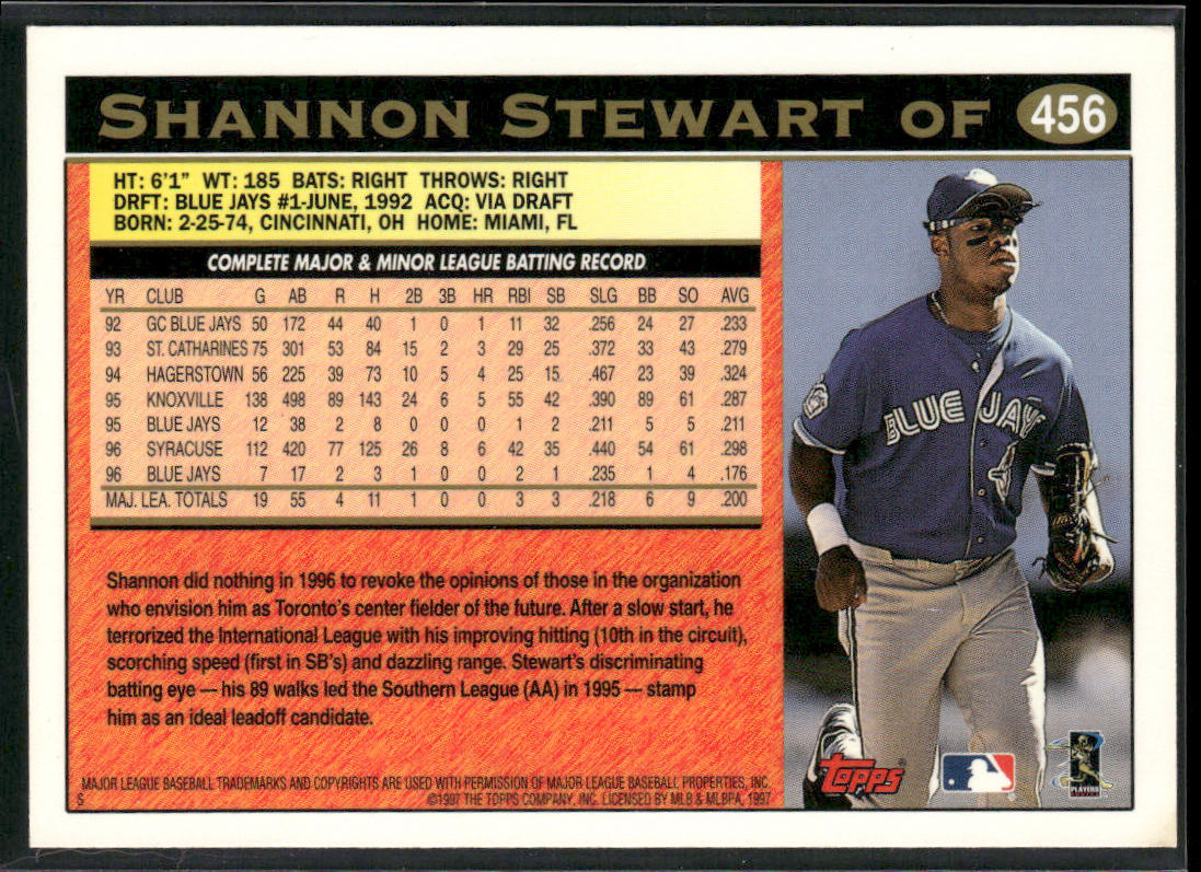 Shannon Stewart 1997 Topps #456 Toronto Blue Jays