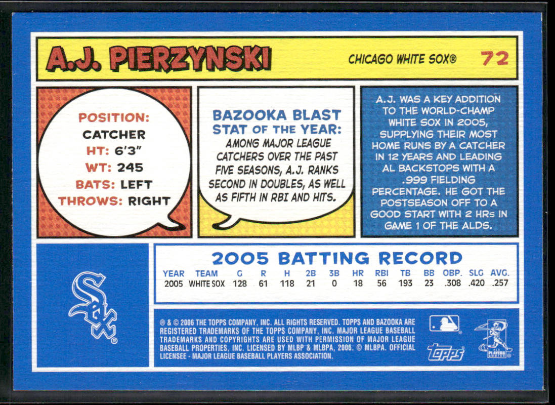 A.J. Pierzynski 2006 Bazooka Blue Fortune #72 Chicago White Sox