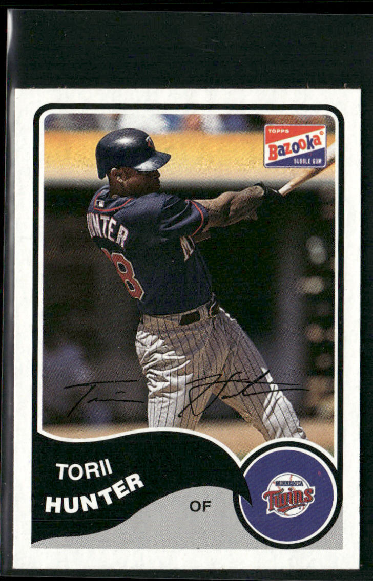 Torii Hunter 2003 Bazooka #48 Facsimile autograph, colorized Bazooka logo Twins