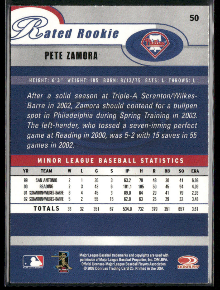 Pete Zamora 2003 Donruss #50 Philadelphia Phillies