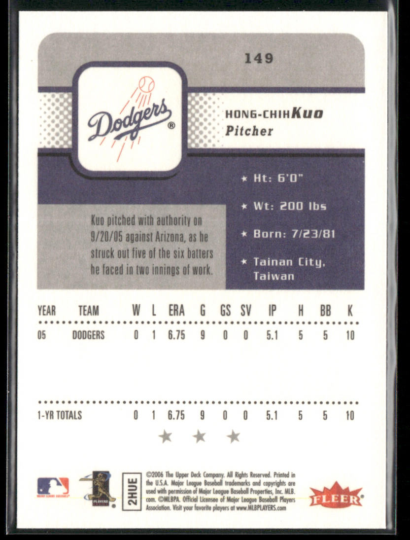Hong-Chih Kuo 2006 Fleer #149 Los Angeles Dodgers